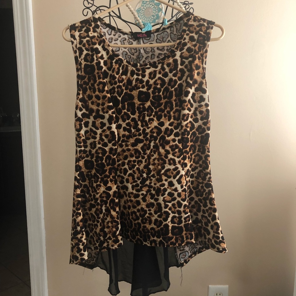 Blush leopard peplum tank
